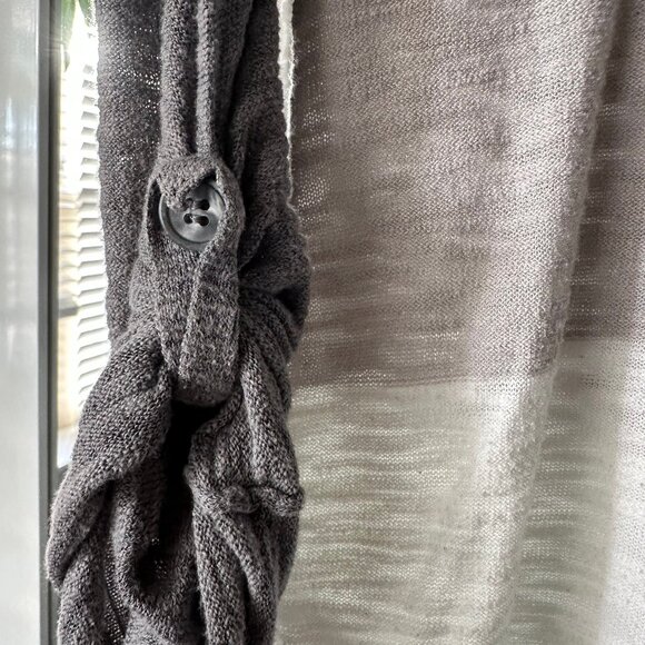 Express Grey Colorblock 3/4 Sleeve Boatneck Knit Top - Picture 3 of 5